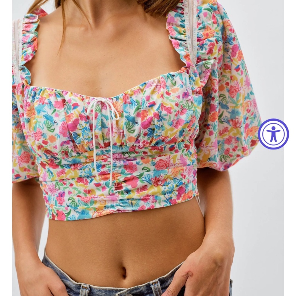 NWT For Love and Lemons Claude Top Aqua - L